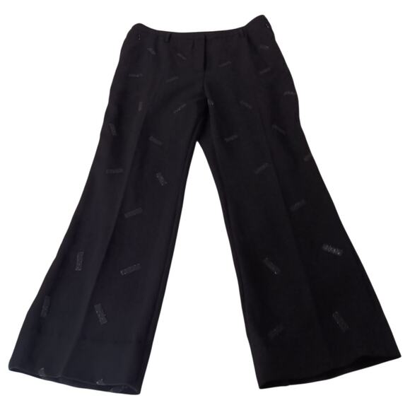 AKRIS Wide Leg Double Face Wool Pants 12 Ankle 33x26 Embellished Dressy Career - Picture 14 of 14